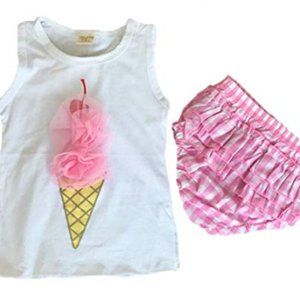 Ice-cream tank top and bloomer set